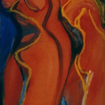 Figures in Spring, 1997, mixed media on paper, 62 x 38 cms