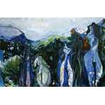 Landscape with Ancestral Prescences, 1998-00, acrylic on wood, 76 x 121 cms